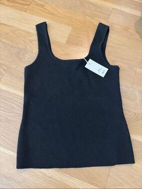 Gentle Fawn Black Ribbed Square-Neck Sweater Tank Top